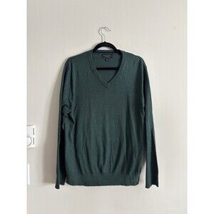 Banana Republic Mens‎ Large V Neck Sweater Silk Cashmere Cotton Green Preppy